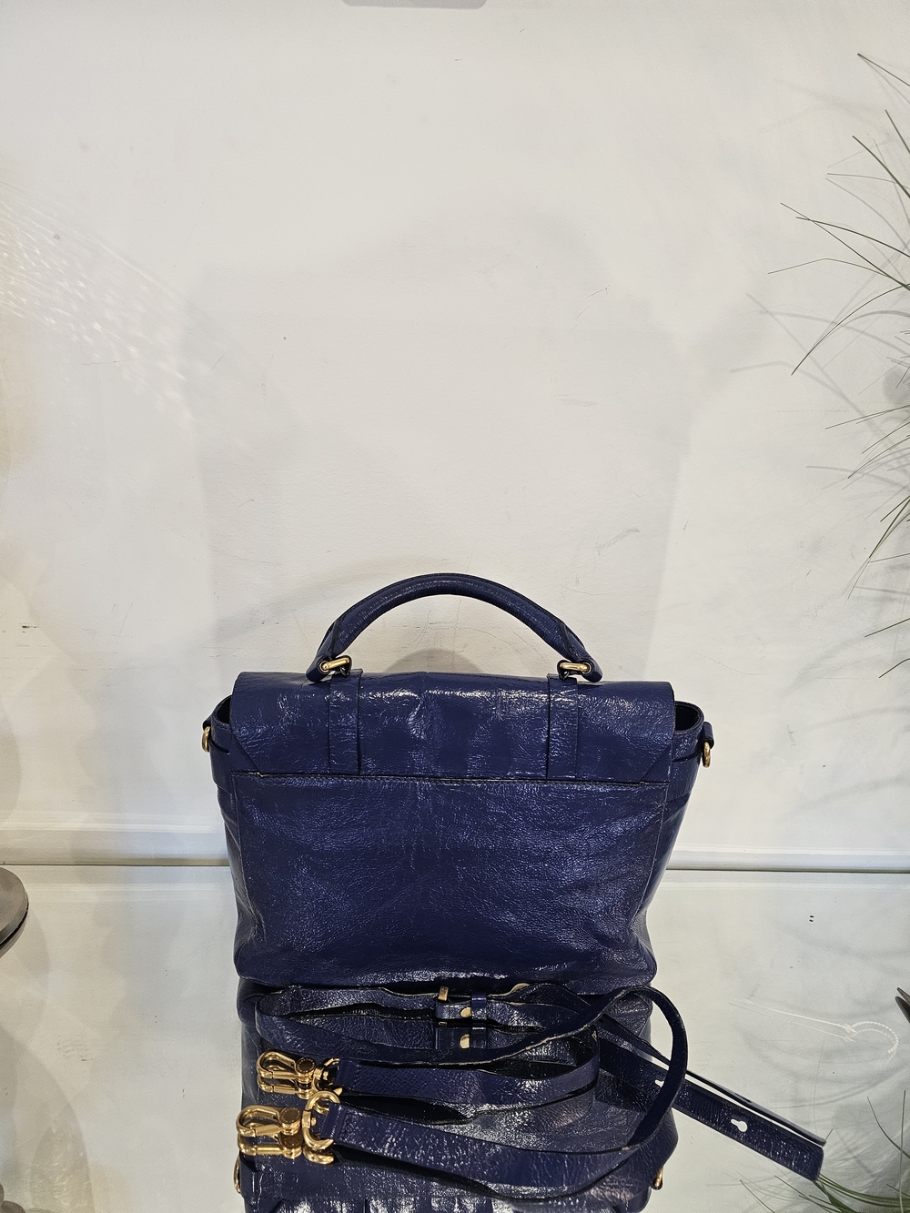 Marc By Marc Jacobs Werdi Patent Deep Blue Leather Top-Handle Satchel - Picture 6 of 6